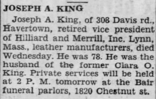 Joseph King Dies
